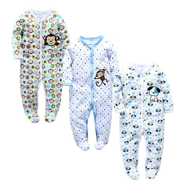 Animal Prints Footed Baby Onesies