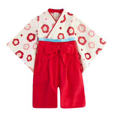 Japanese Baby Girl Red Kimono Onesie