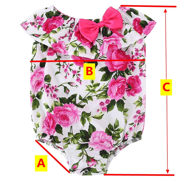 O-neck Floral Bow-Tie Onesies