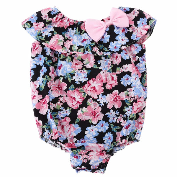 O-neck Floral Bow-Tie Onesies